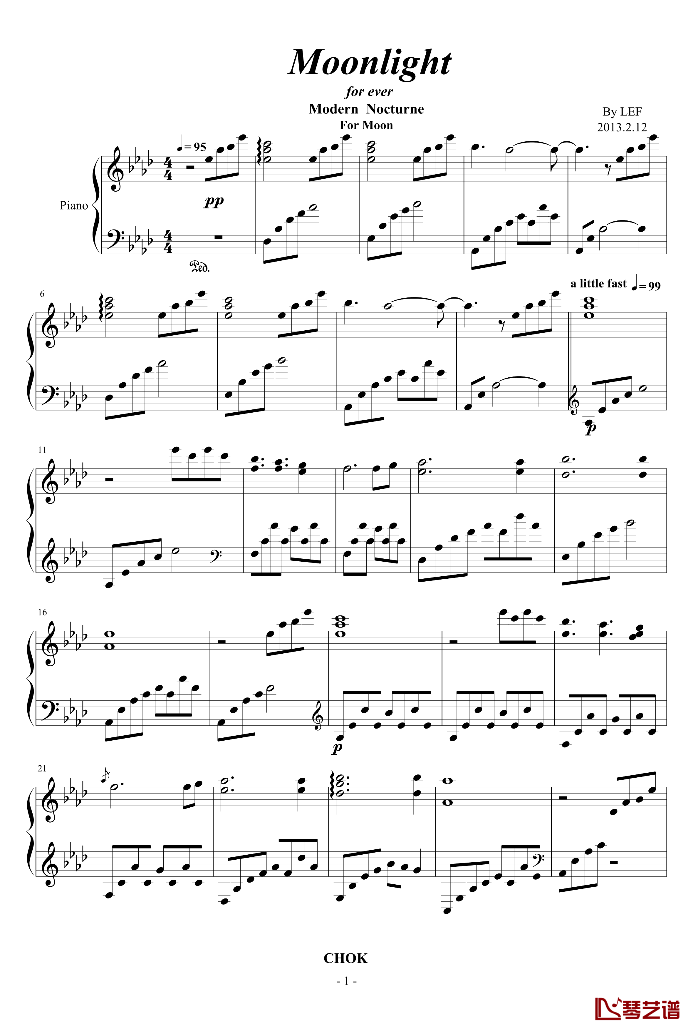 Moonlight钢琴谱-LEF1
