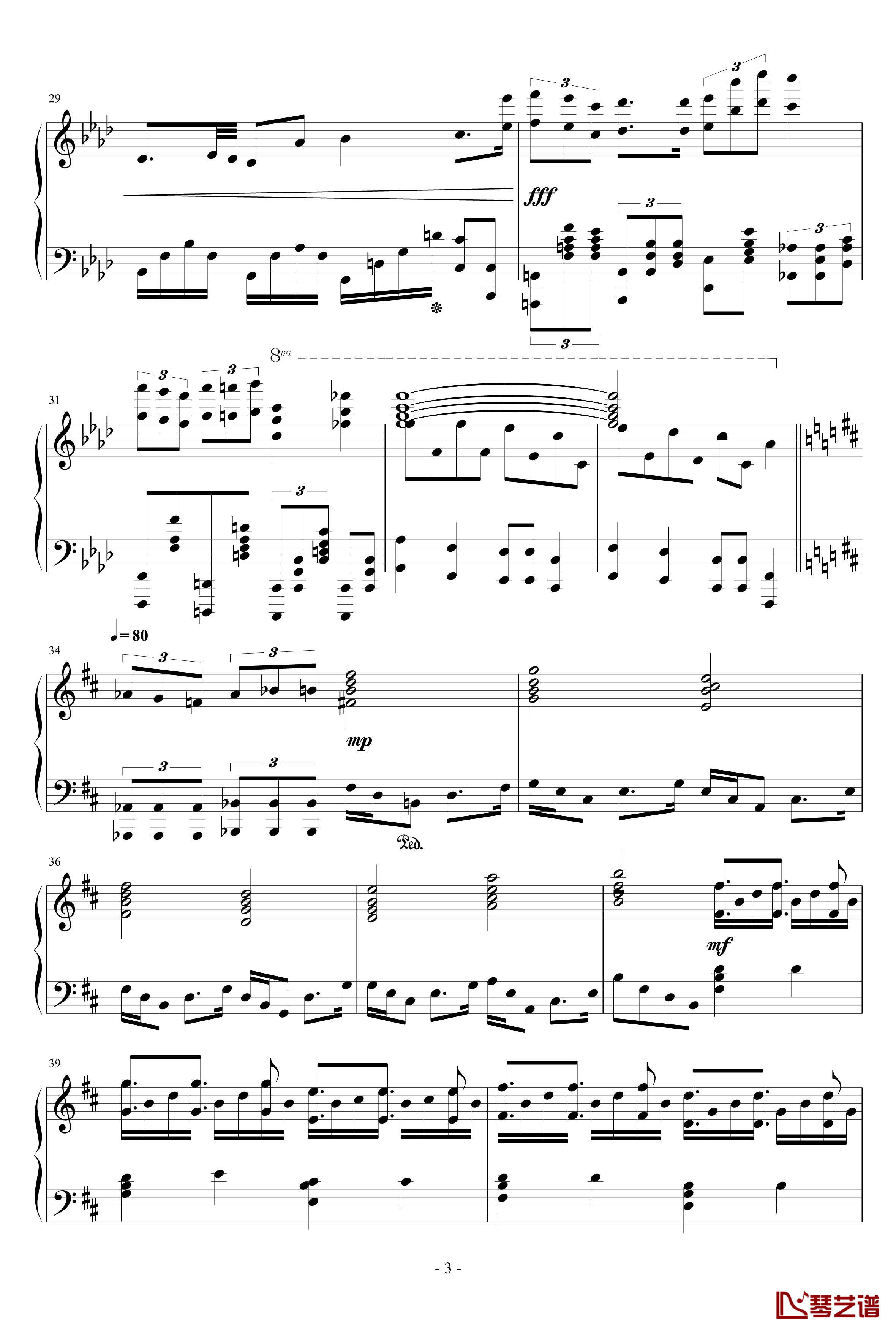 甲铁城的卡巴内利OP钢琴谱-完整版-泽野弘之3