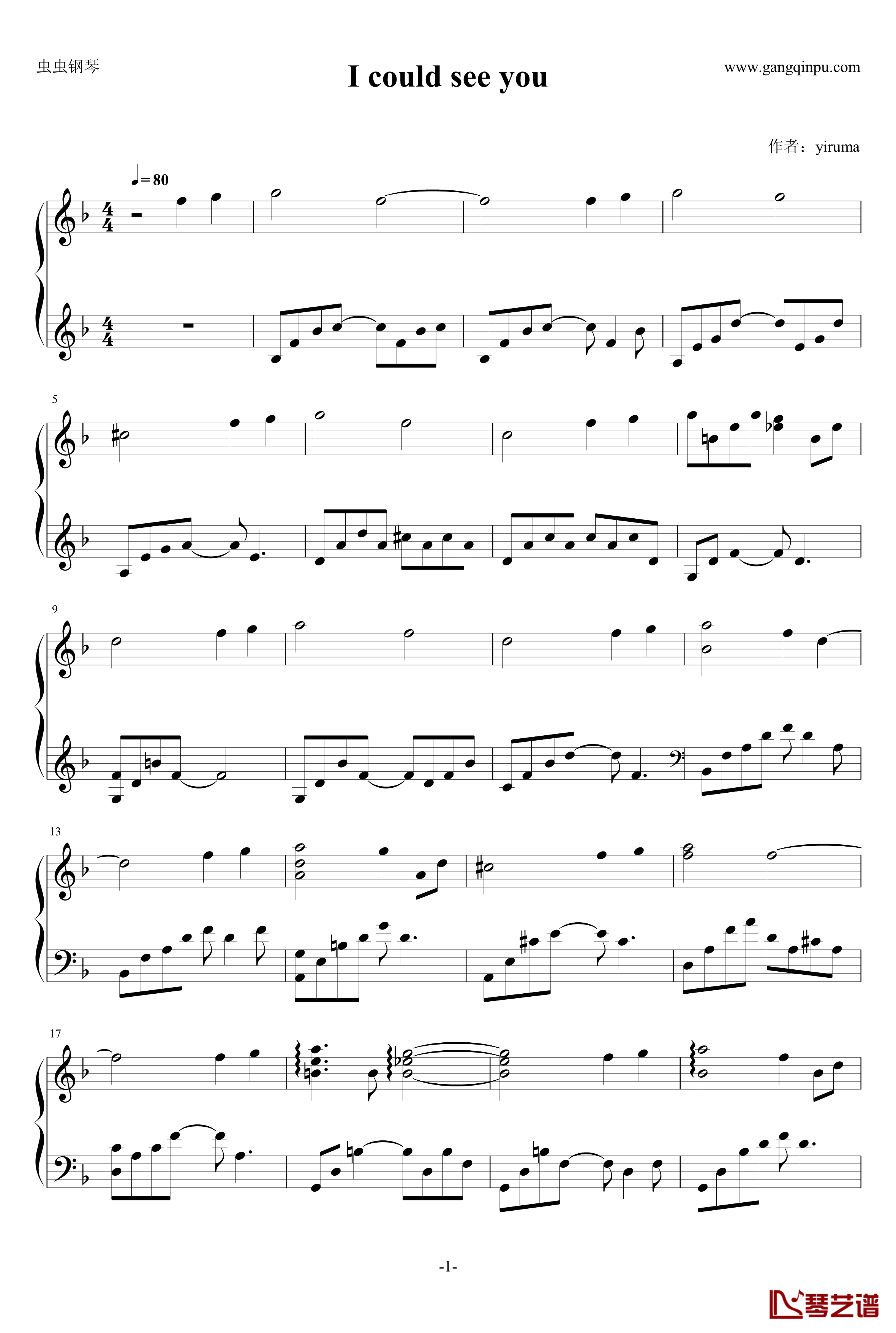 I could see you钢琴谱-Yiruma1