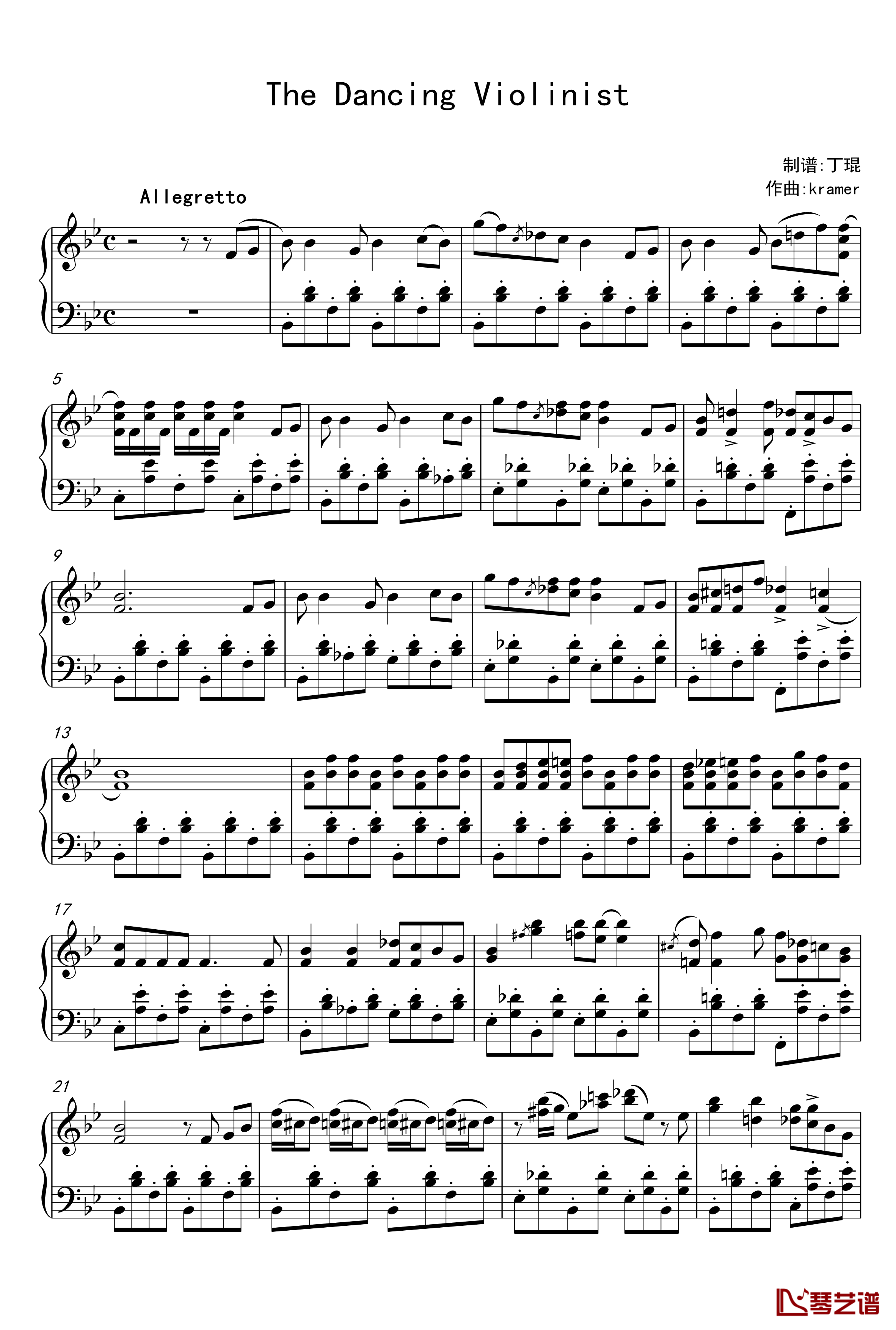 The Dancing Violinist钢琴谱-Kramer-首超级好玩的爵士小品1