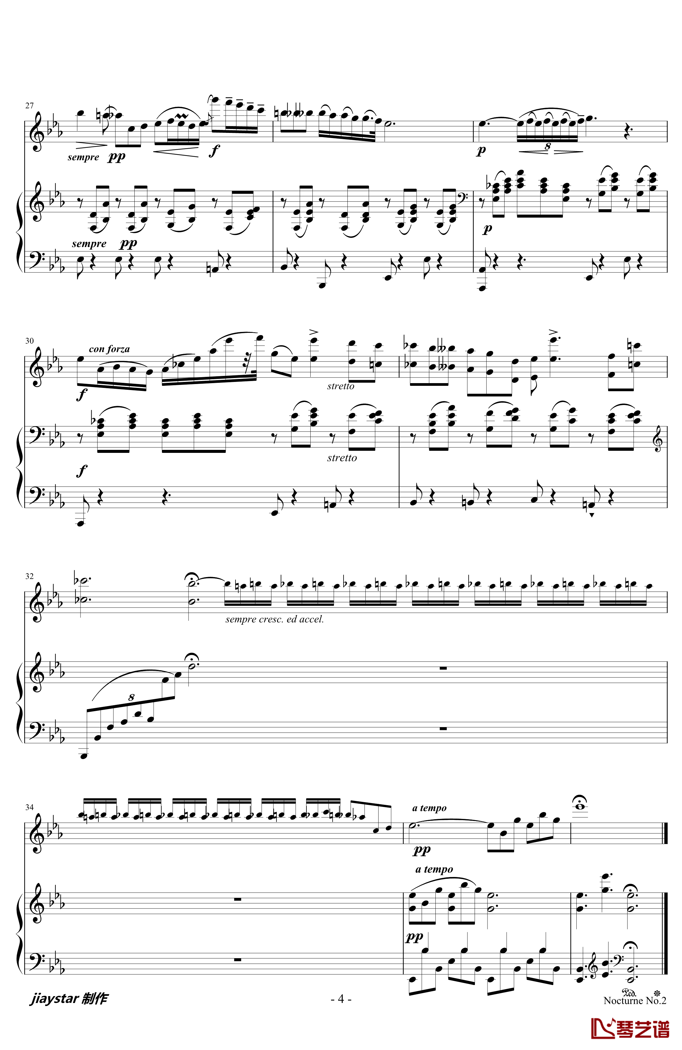小提琴独奏-肖邦夜曲2钢琴谱-肖邦-chopin4
