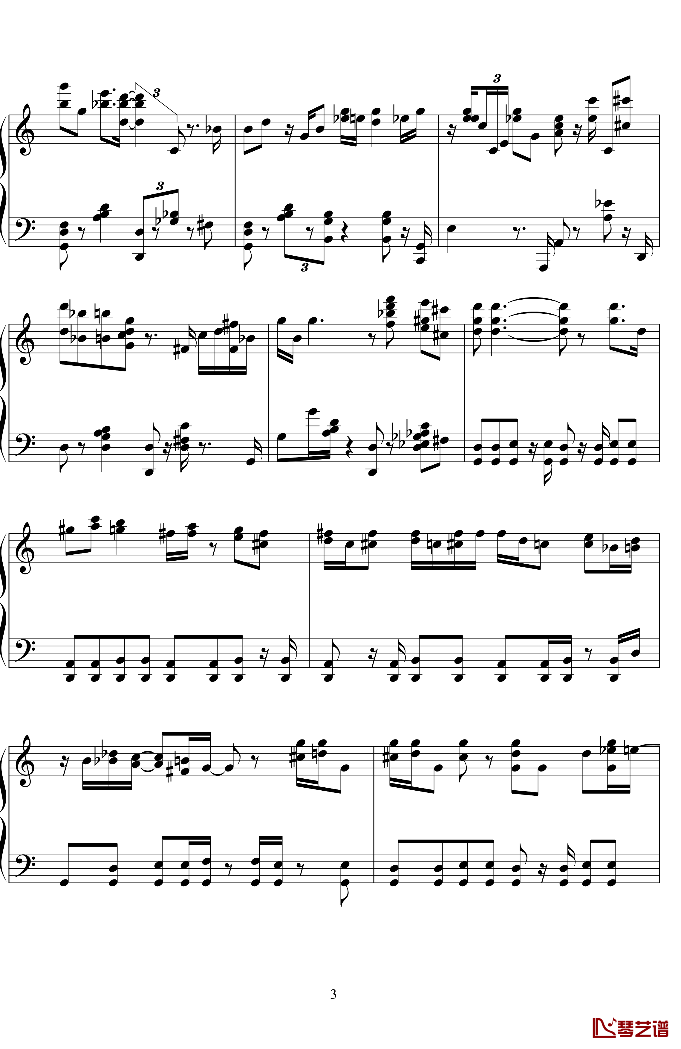 生日快乐钢琴谱-爵士版-世界名曲3