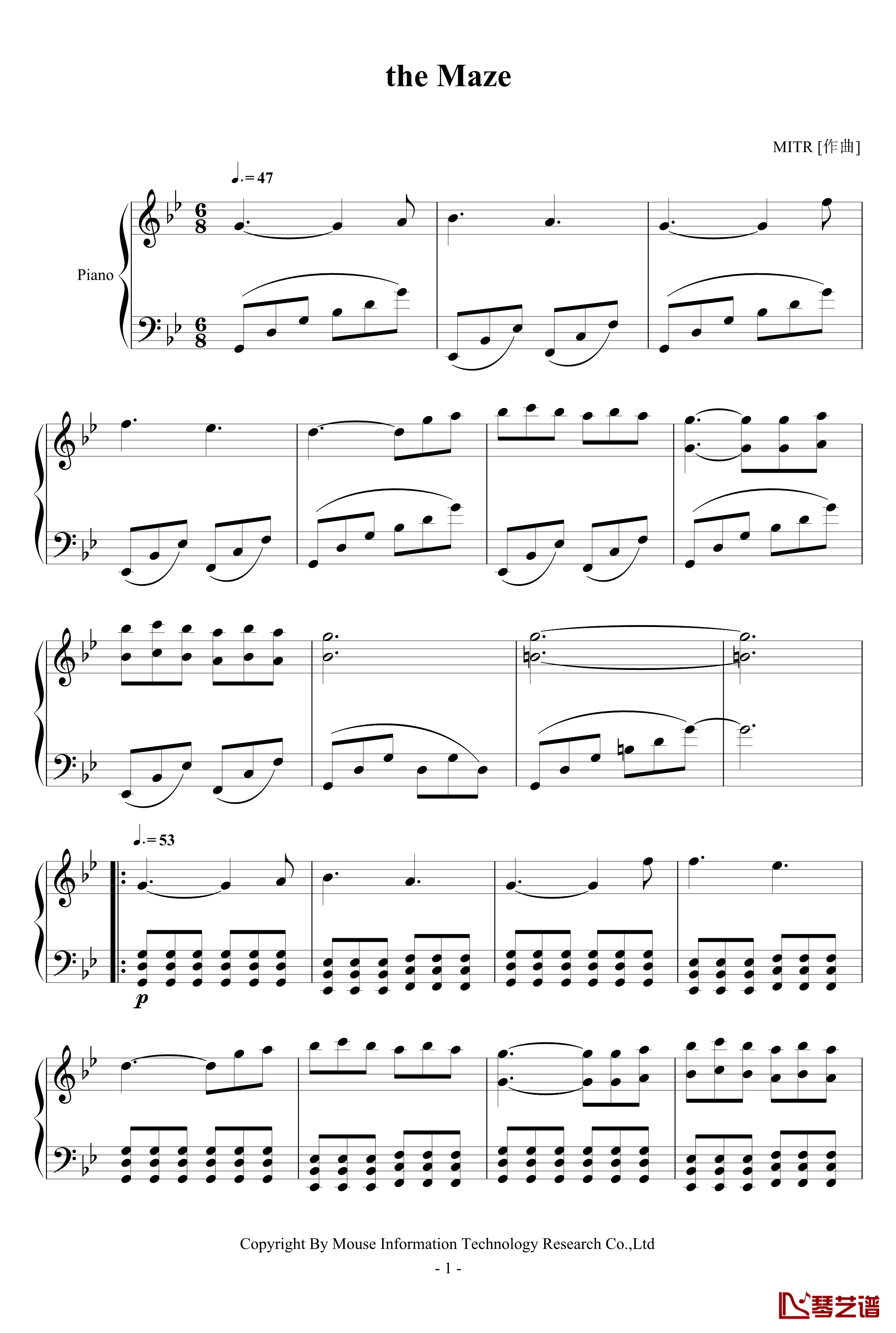 the Maze钢琴谱-MITR1