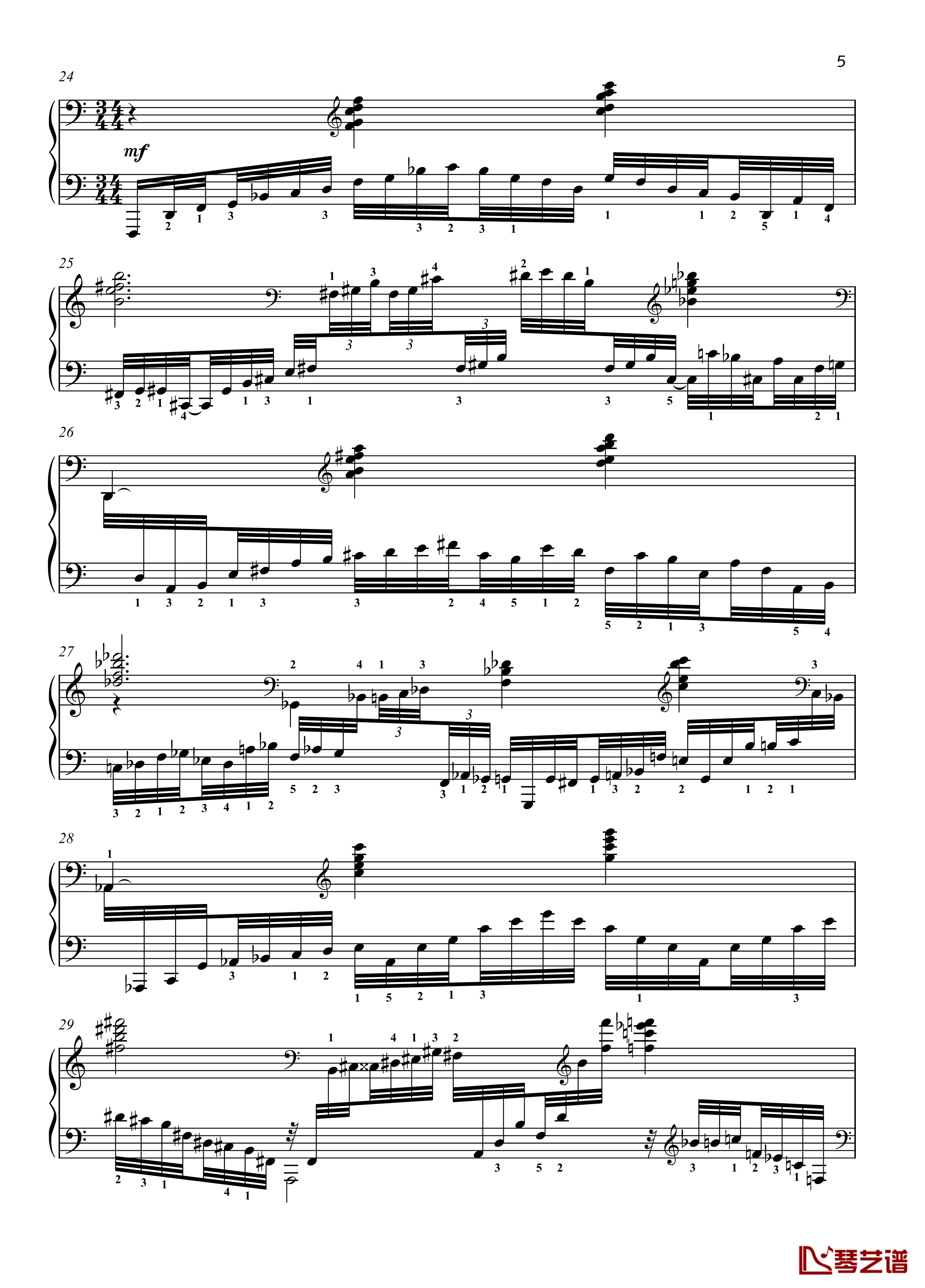 No. 4. Reminiscence钢琴谱-带指法-八首音乐会练习曲  Eight Concert ?tudes Op 40 - -爵士-尼古拉·凯帕斯汀5