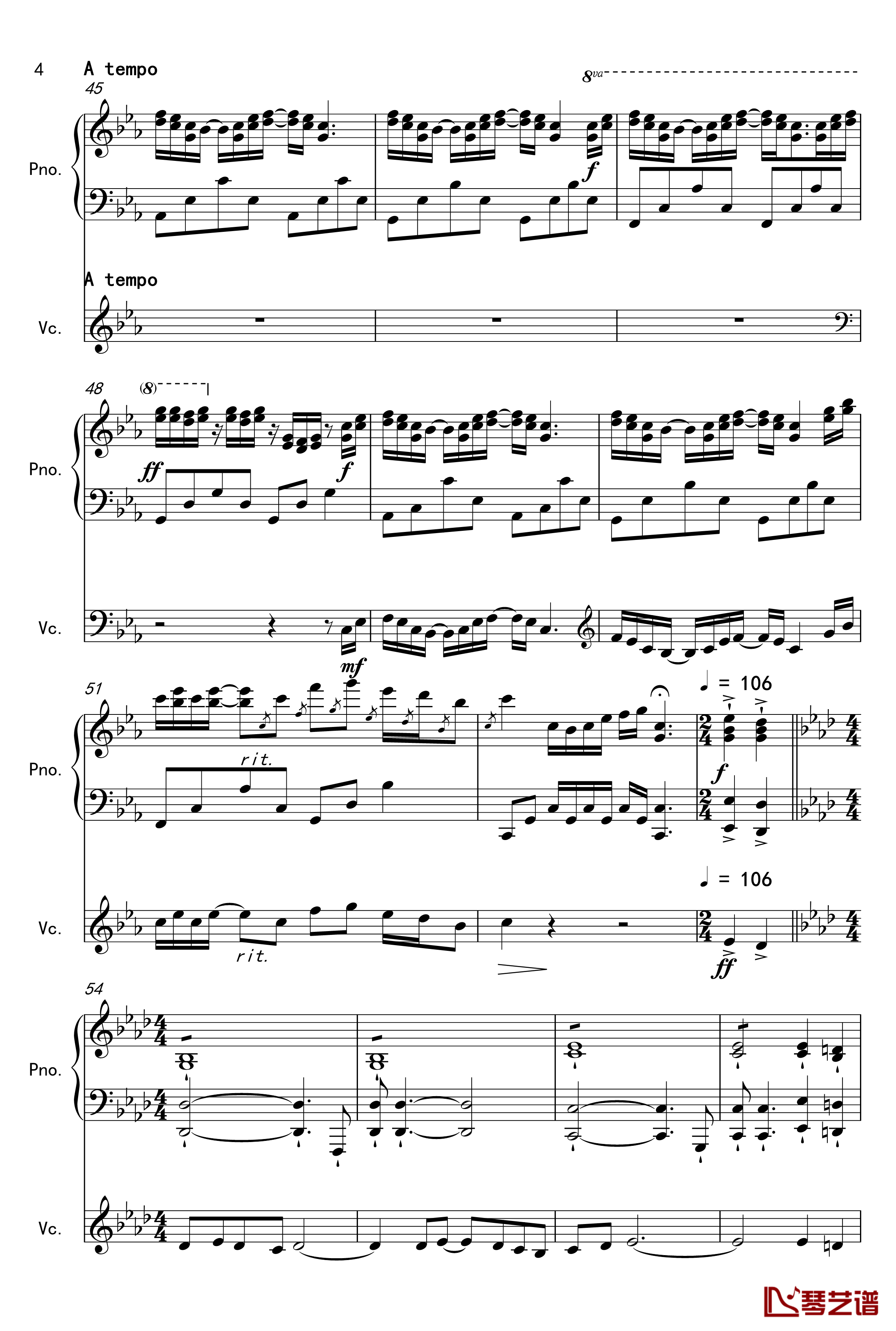 The Path Of Wind钢琴谱-大提琴钢琴二重奏-龙猫4