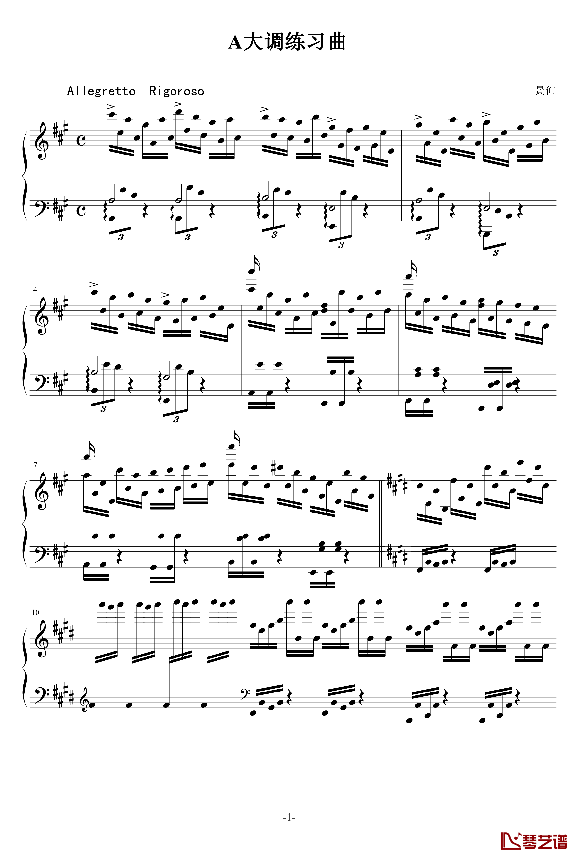 A大调练习曲钢琴谱-84jimmy1