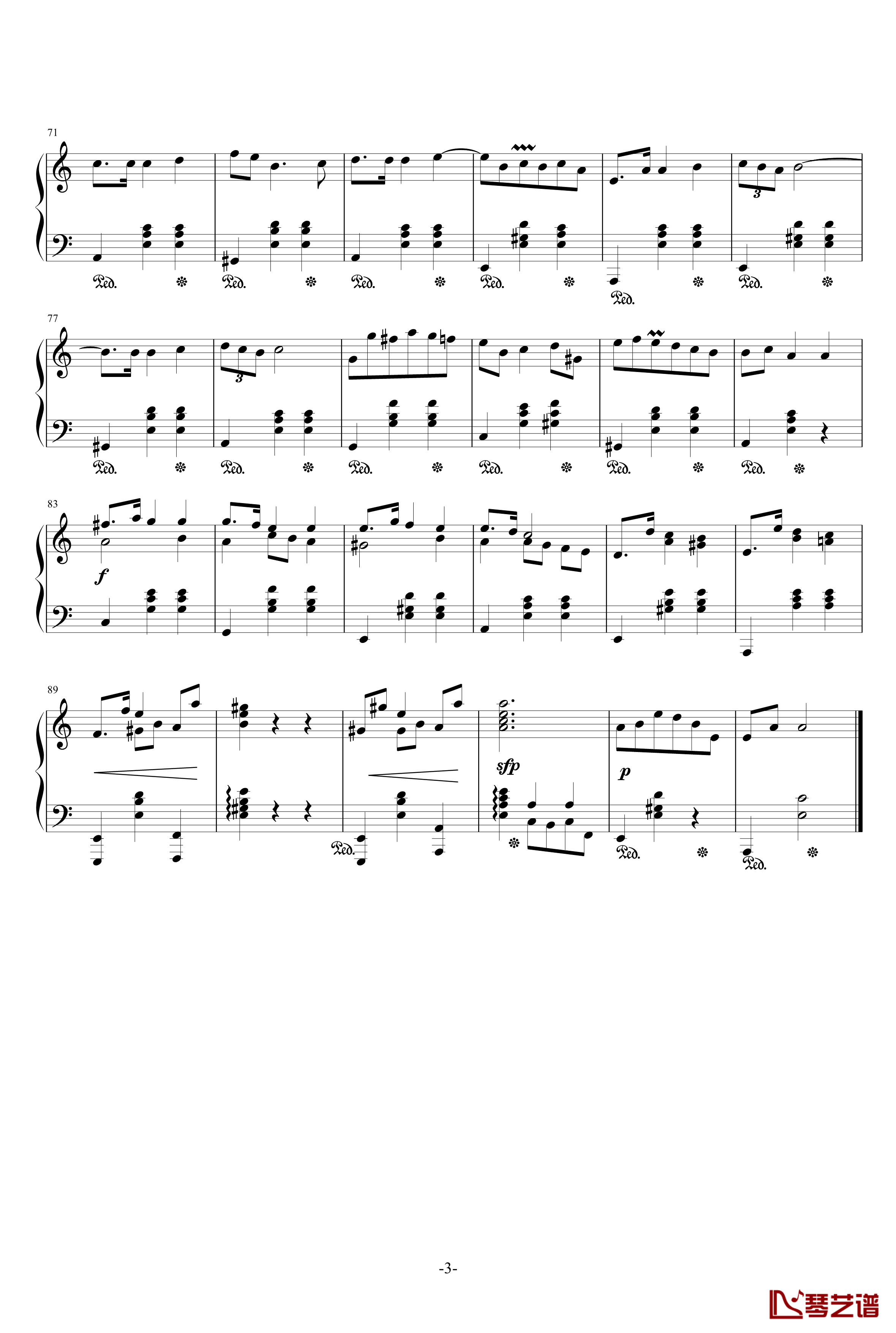 玛祖卡舞曲钢琴谱-乐之琴3
