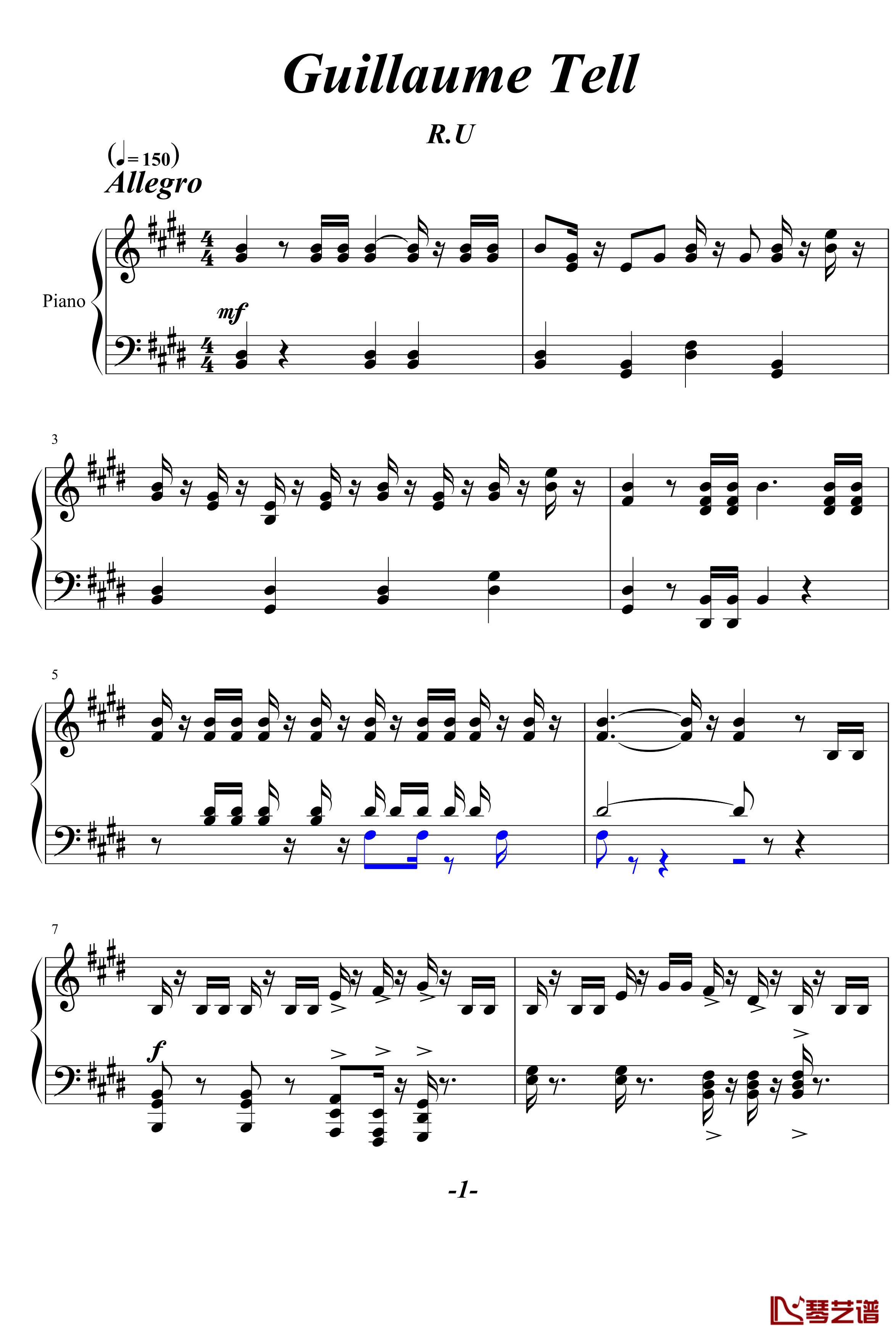 威廉退尔序曲钢琴谱-罗西尼1