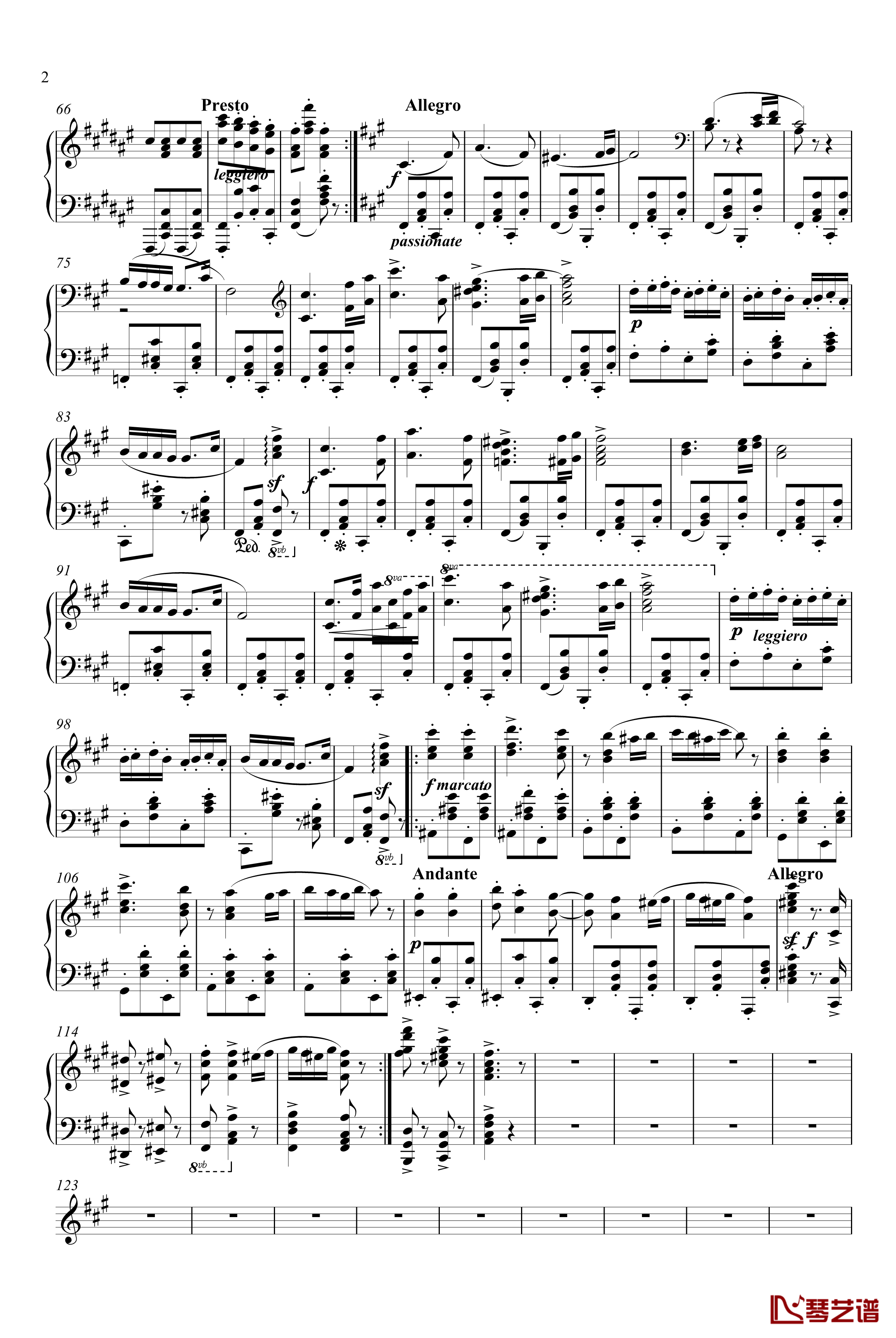 匈牙利舞曲第五号钢琴钢琴谱-独奏版-勃拉姆斯-Brahms2