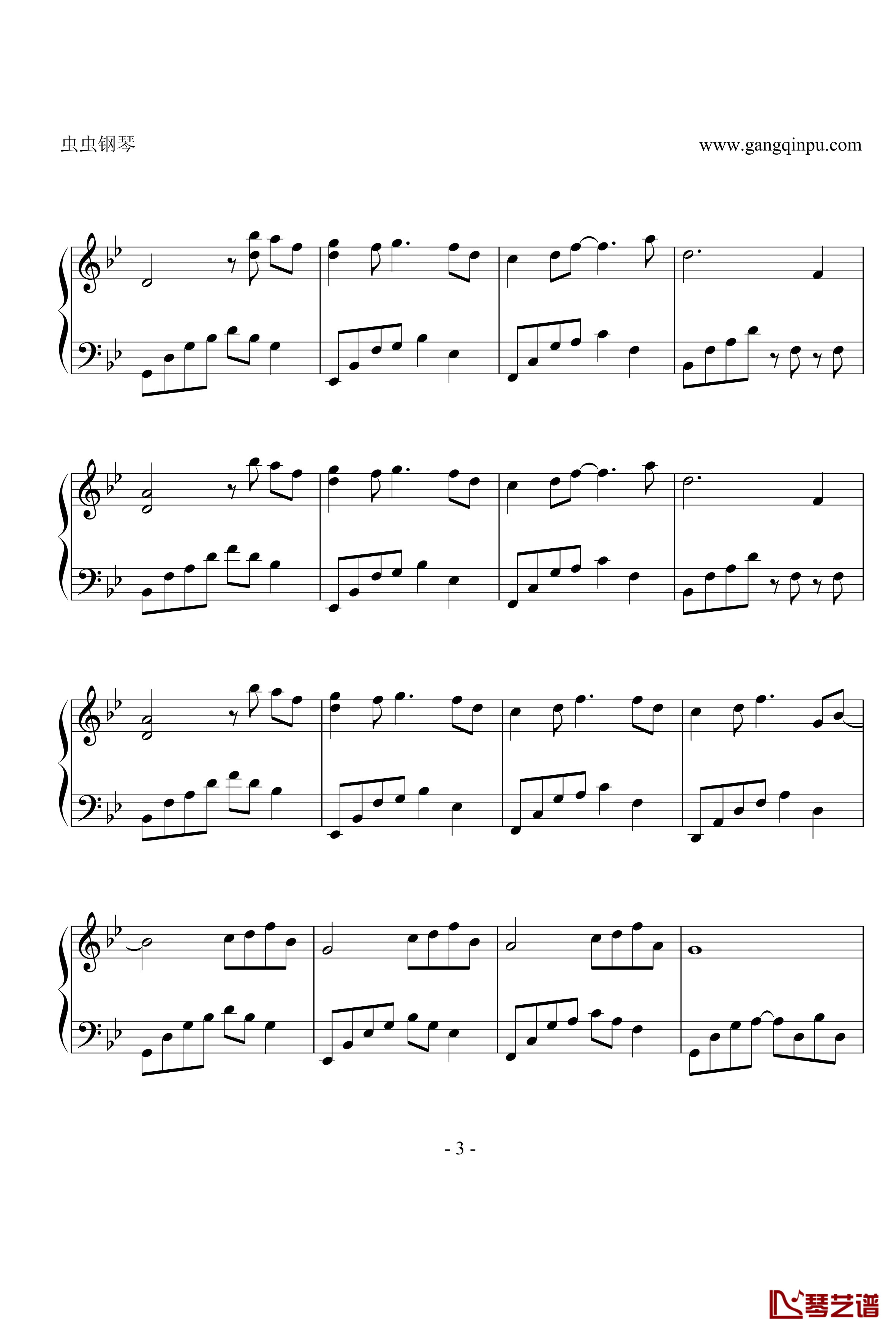 花的微笑钢琴谱-绝对原版-石进-夜的钢琴曲3