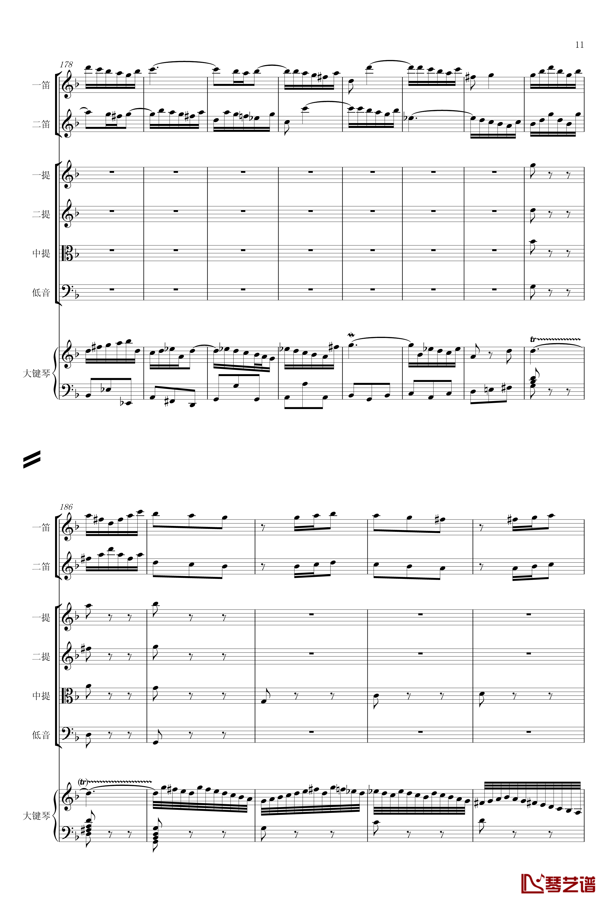 F大调第六号钢琴协奏曲钢琴谱-第一乐章-巴哈-Bach, Johann Sebastian11