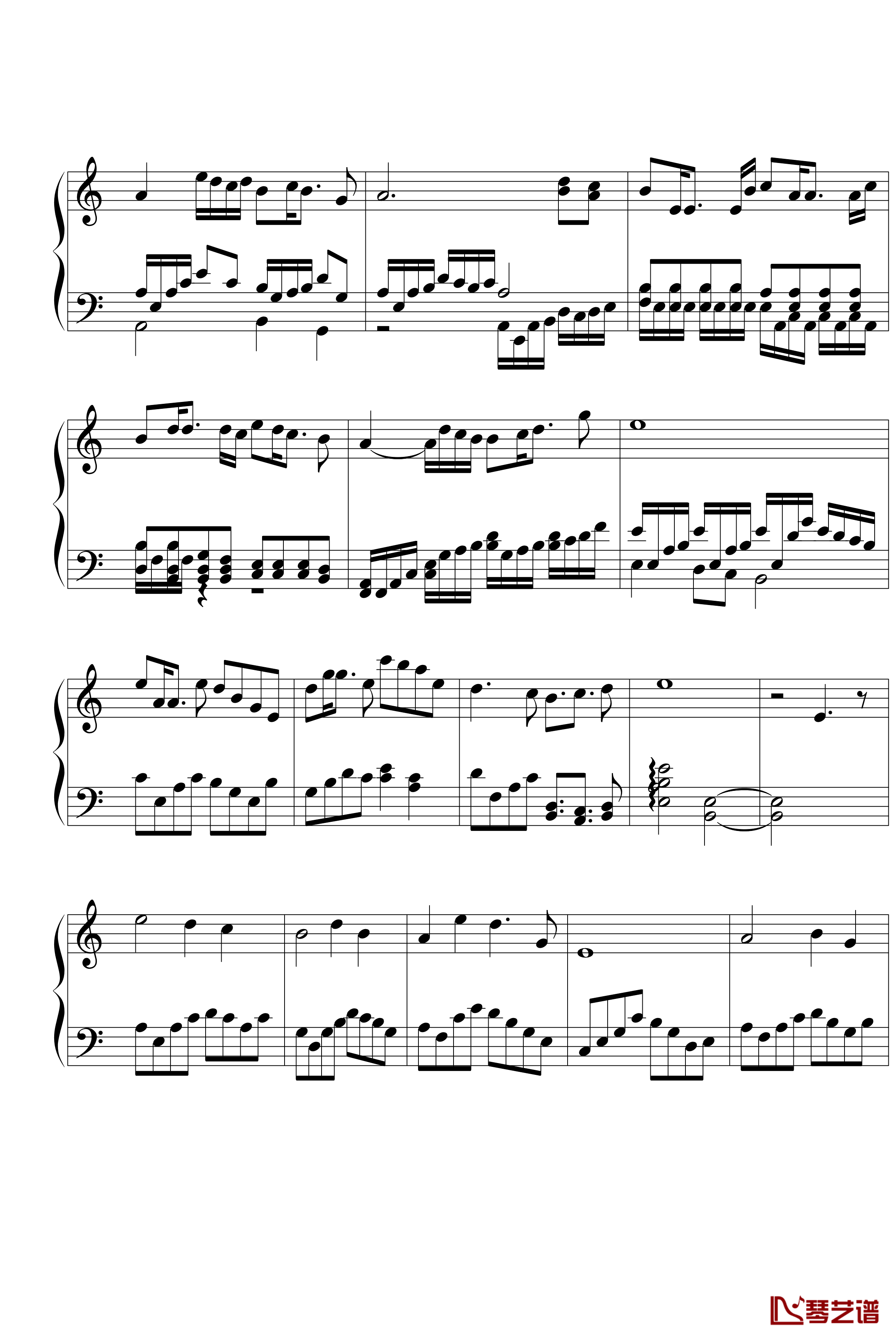 往逝钢琴谱-野变奏4