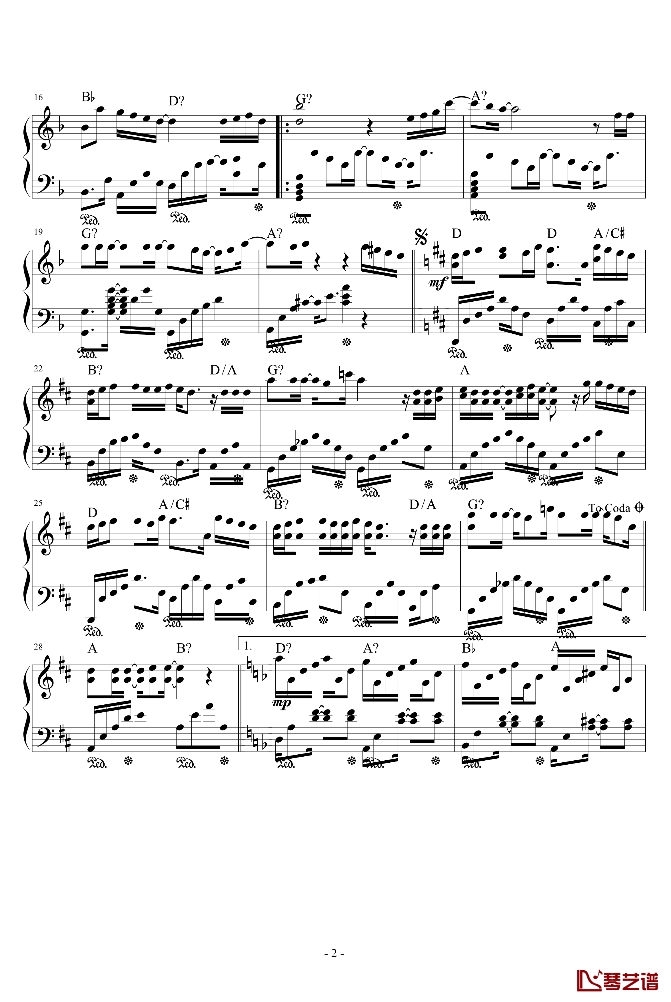 画沙钢琴谱-完整版-周杰伦2