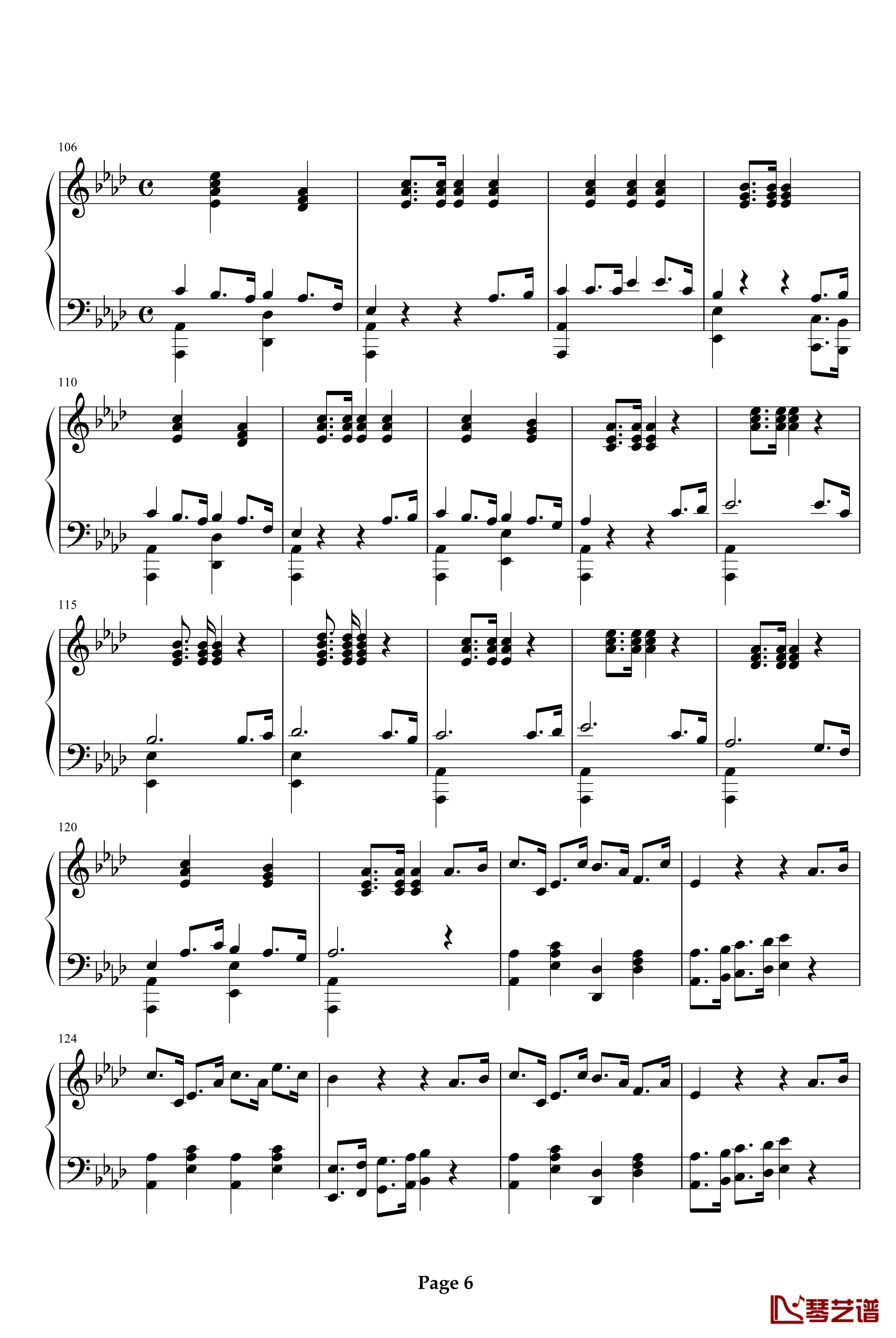 甜蜜奏鸣曲钢琴谱-三连音附指法-巴达尔杰斯卡6