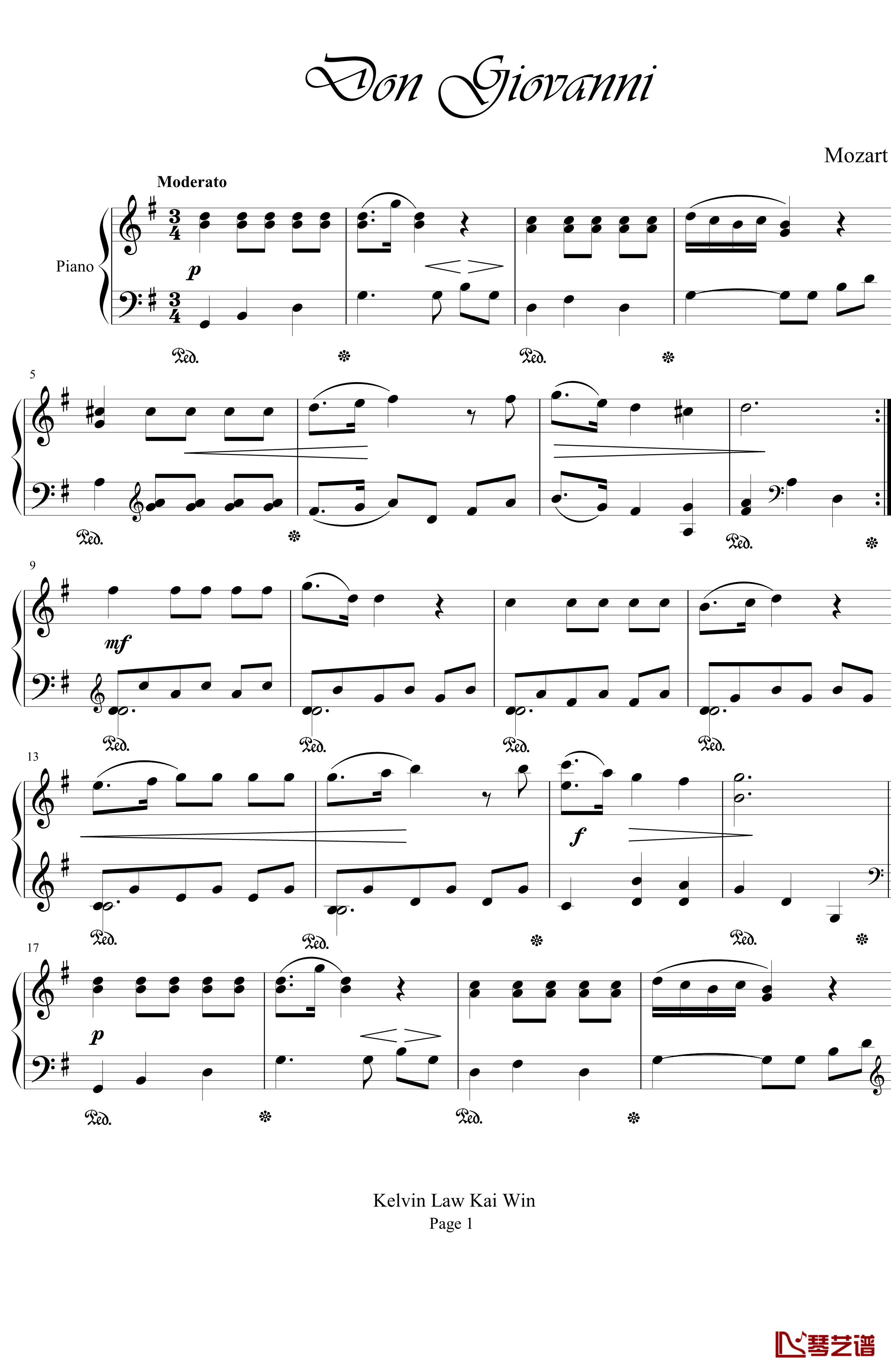 唐·喬望尼钢琴谱-Don Giovanni-莫扎特1