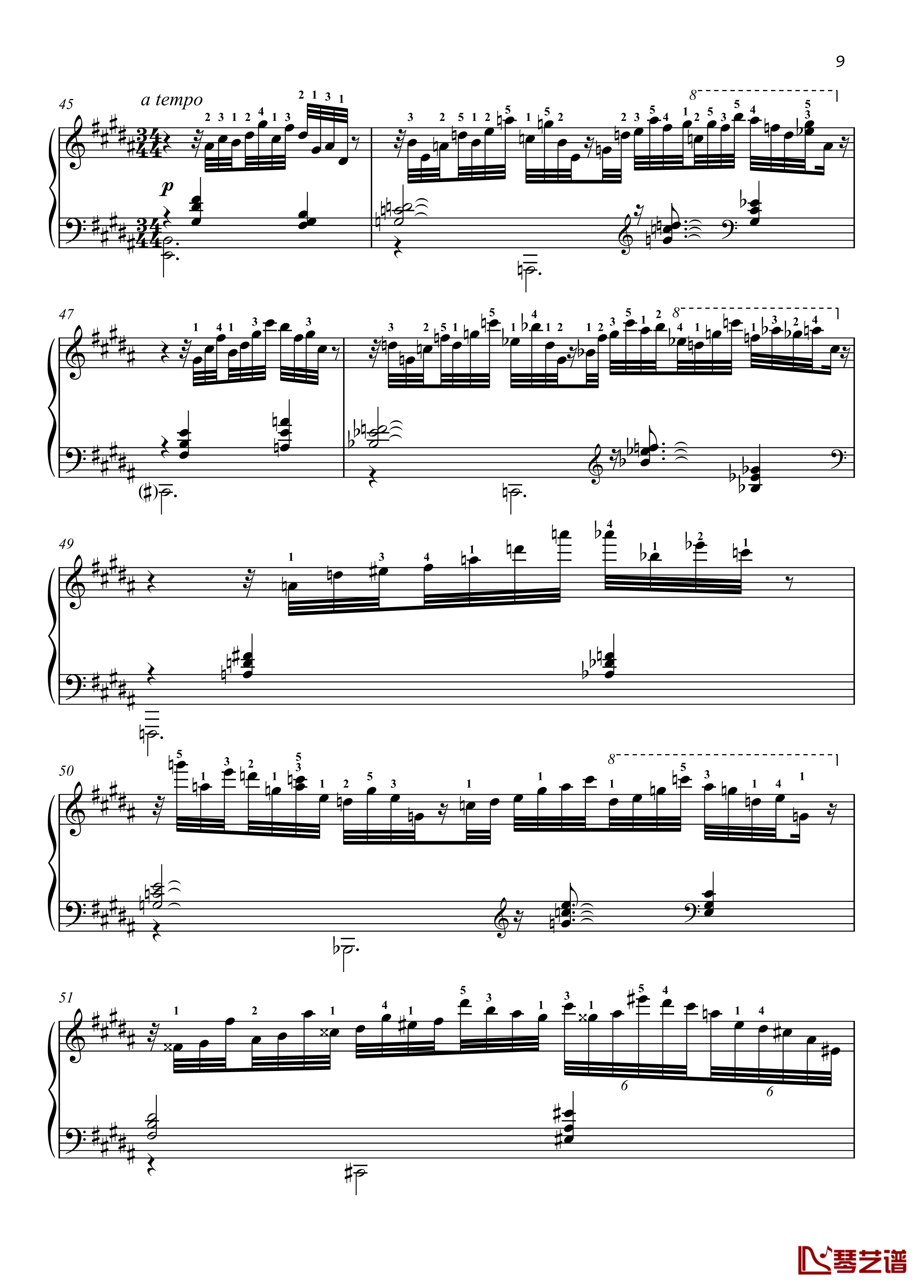 No. 4. Reminiscence钢琴谱-带指法-八首音乐会练习曲  Eight Concert ?tudes Op 40 - -爵士-尼古拉·凯帕斯汀9