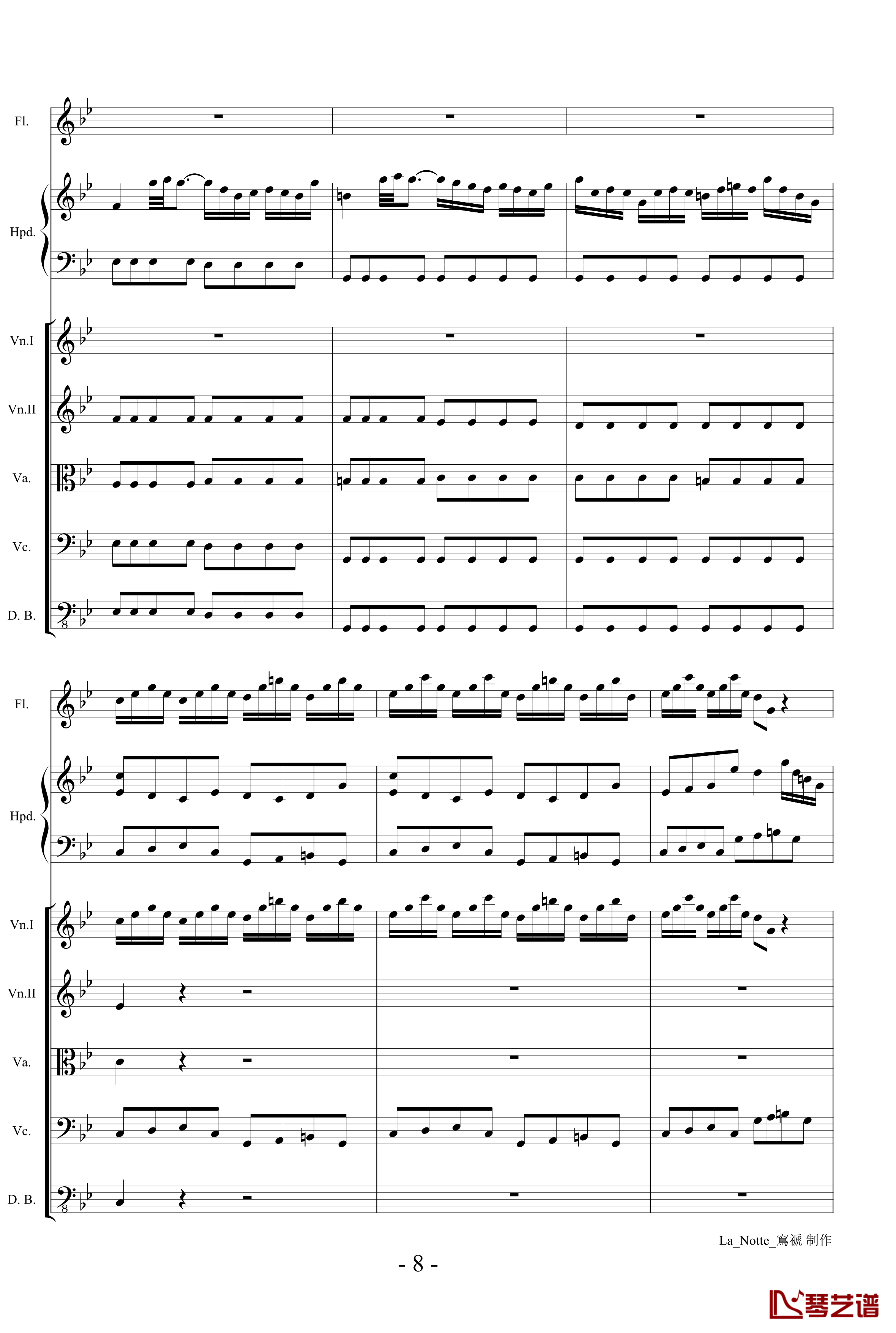维瓦尔第长笛协奏曲钢琴谱-RV439夜La Notte-第三乐章8