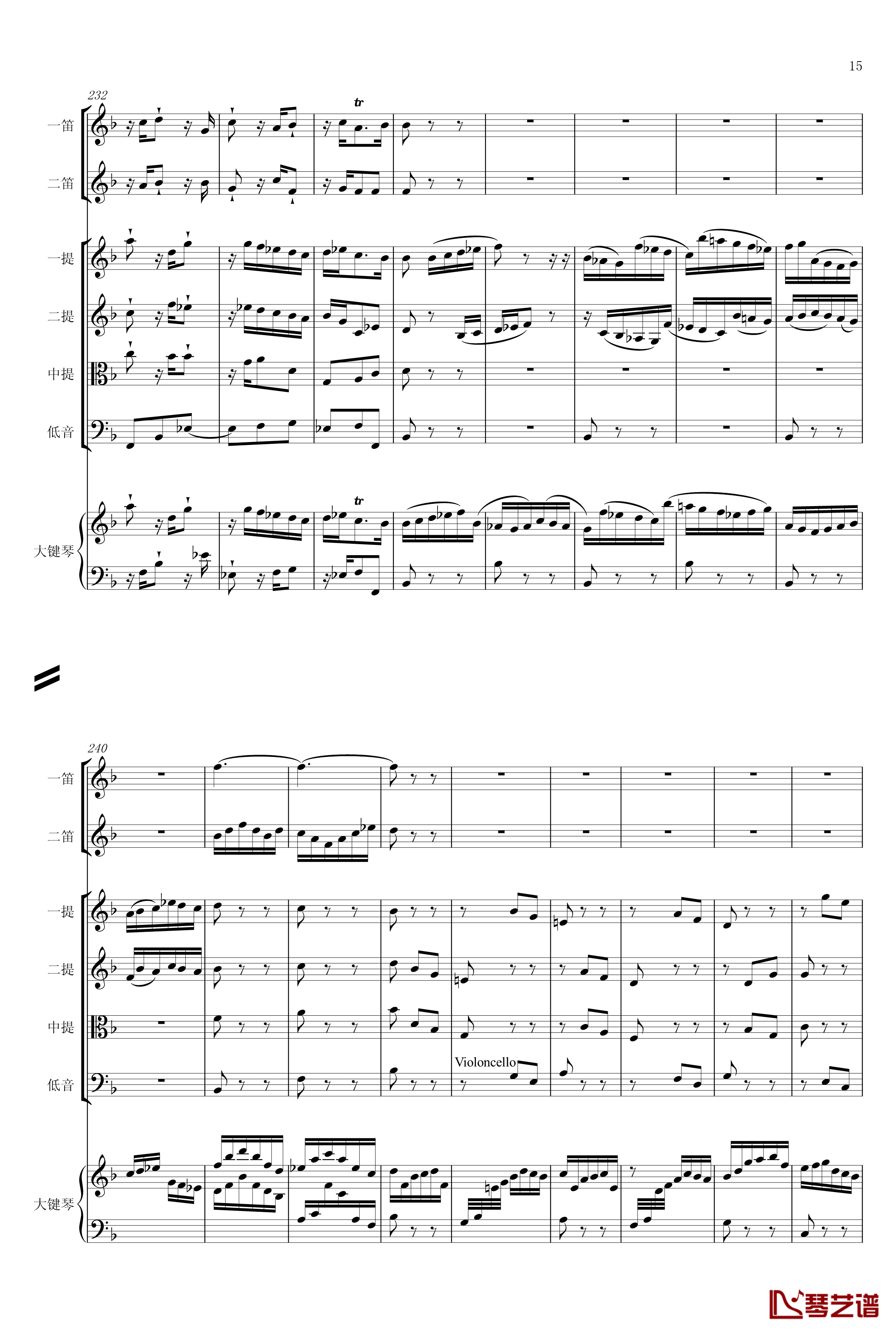 F大调第六号钢琴协奏曲钢琴谱-第一乐章-巴哈-Bach, Johann Sebastian15