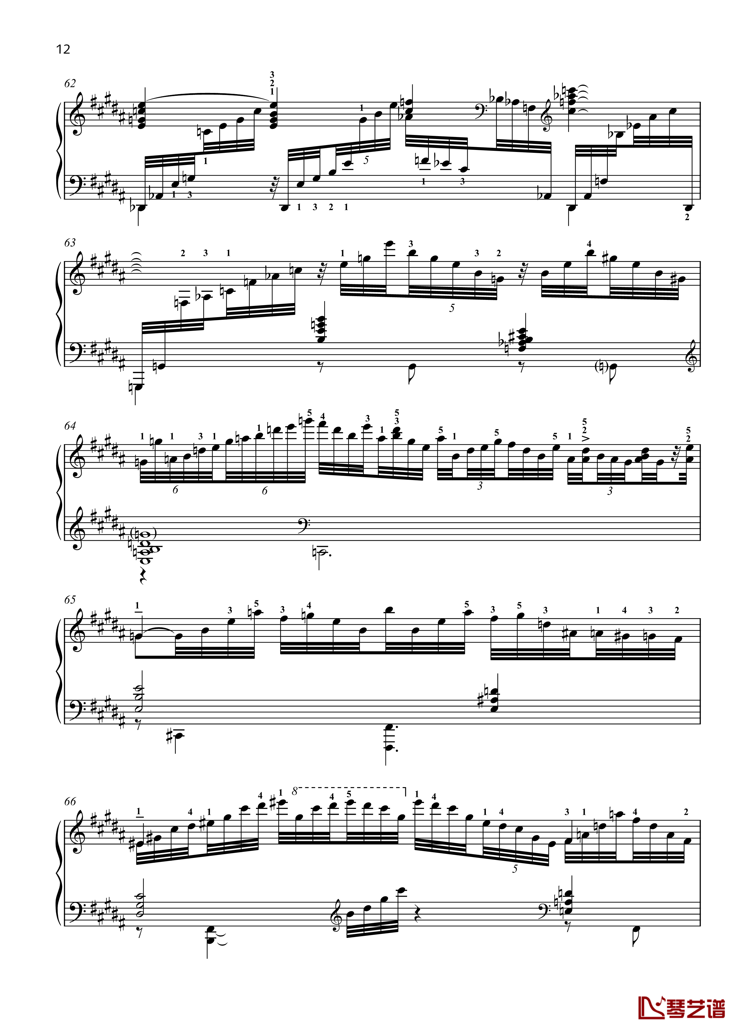 No. 4. Reminiscence钢琴谱-带指法-八首音乐会练习曲  Eight Concert ?tudes Op 40 - -爵士-尼古拉·凯帕斯汀12