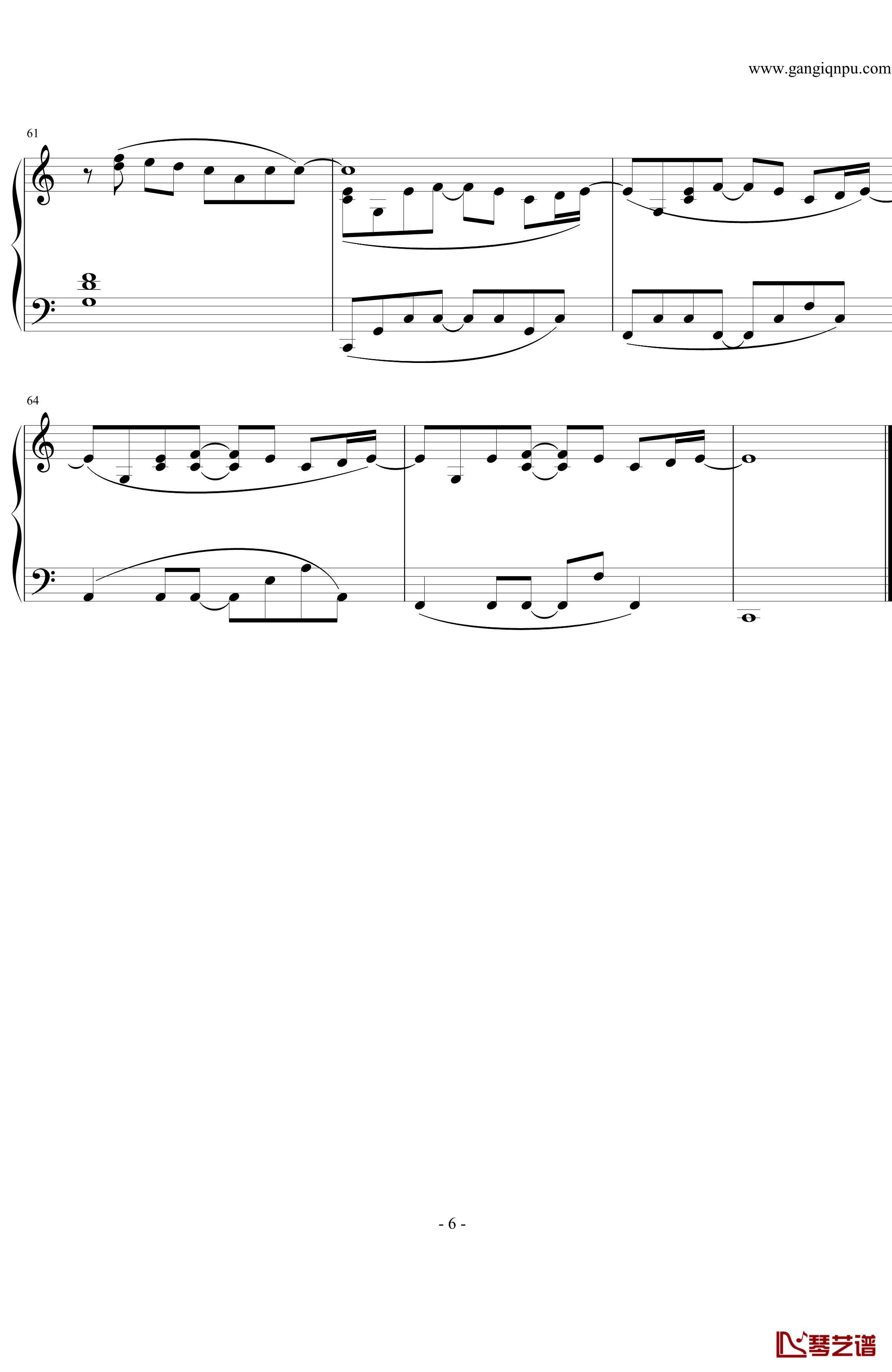 安静钢琴谱-C大调-周杰伦6