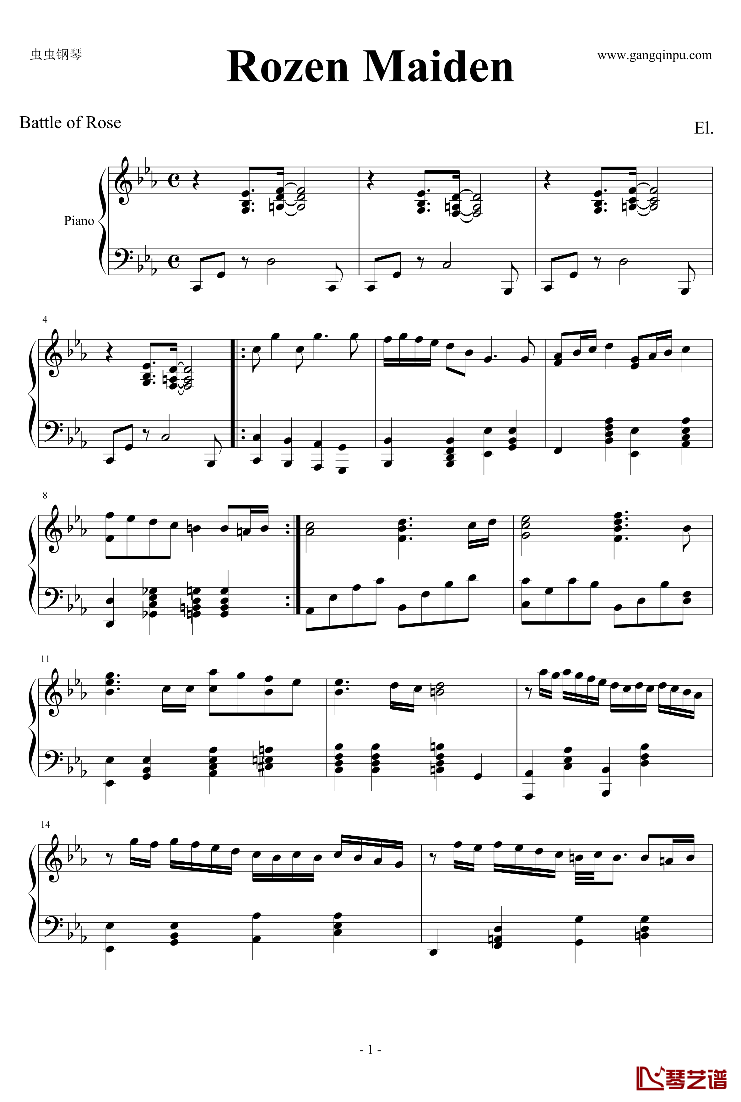 蔷薇少女钢琴谱1
