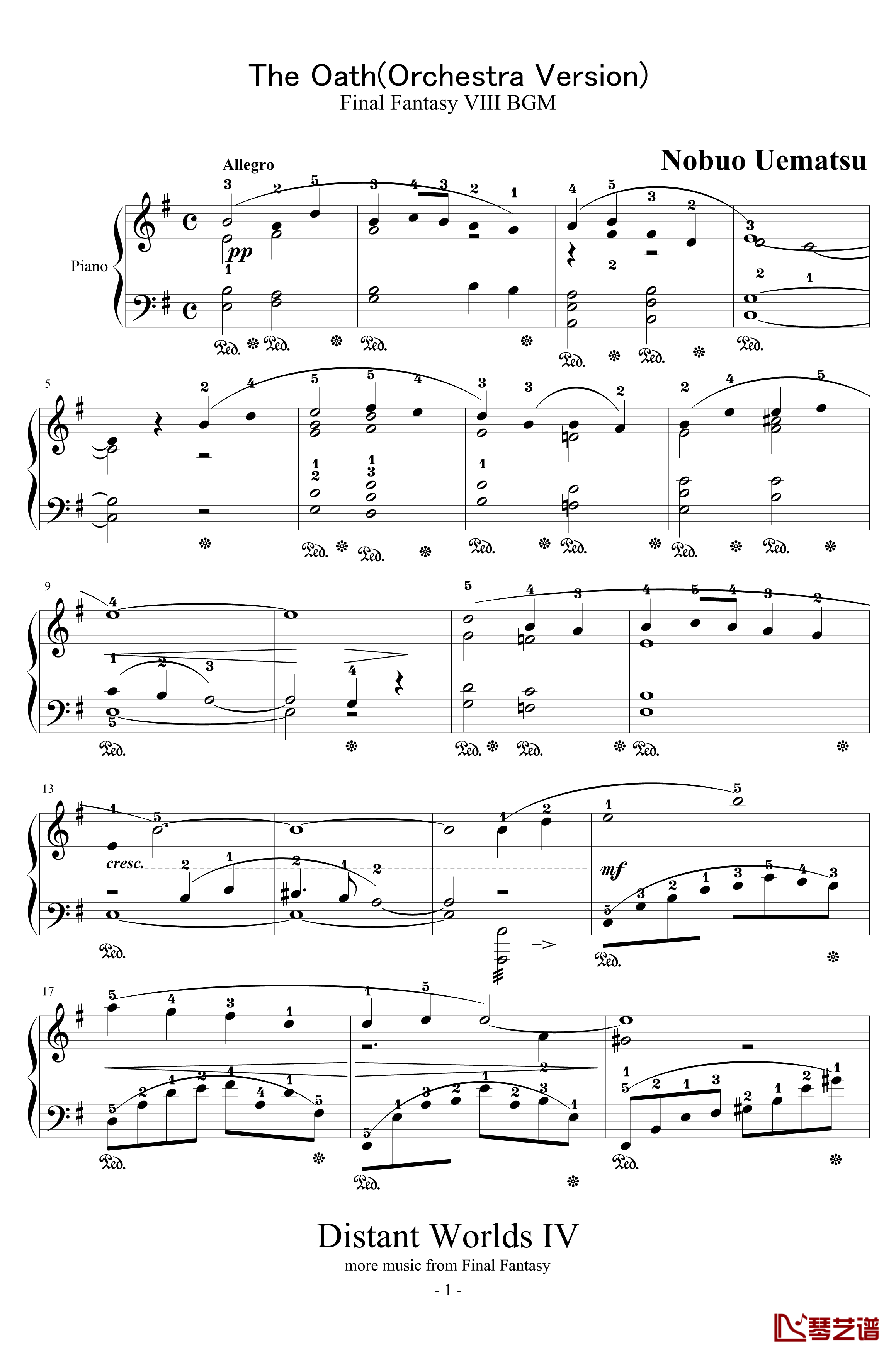 The Oath钢琴谱-交响乐版-植松伸夫1