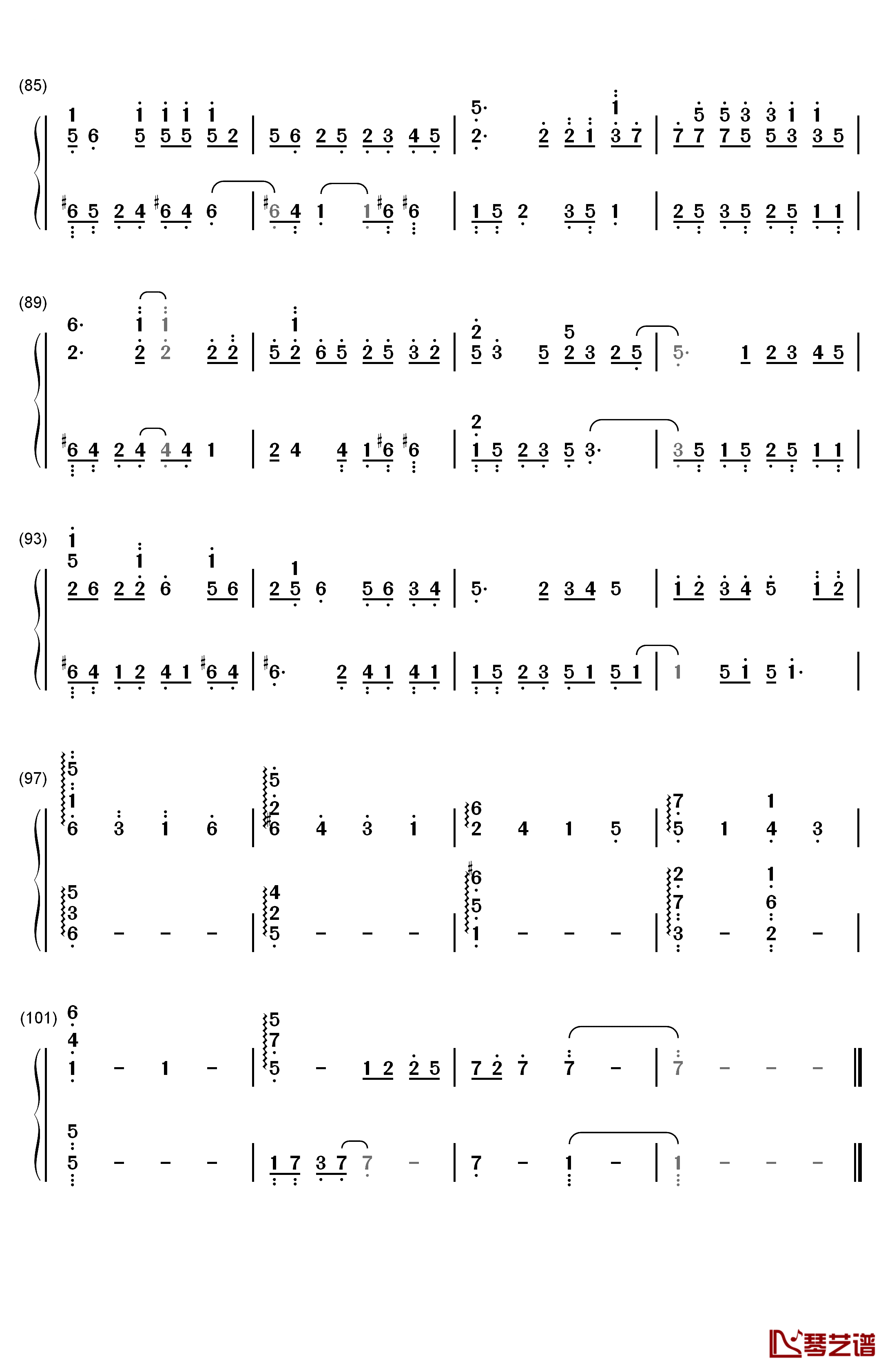 Letter钢琴简谱-数字双手-Yiruma5