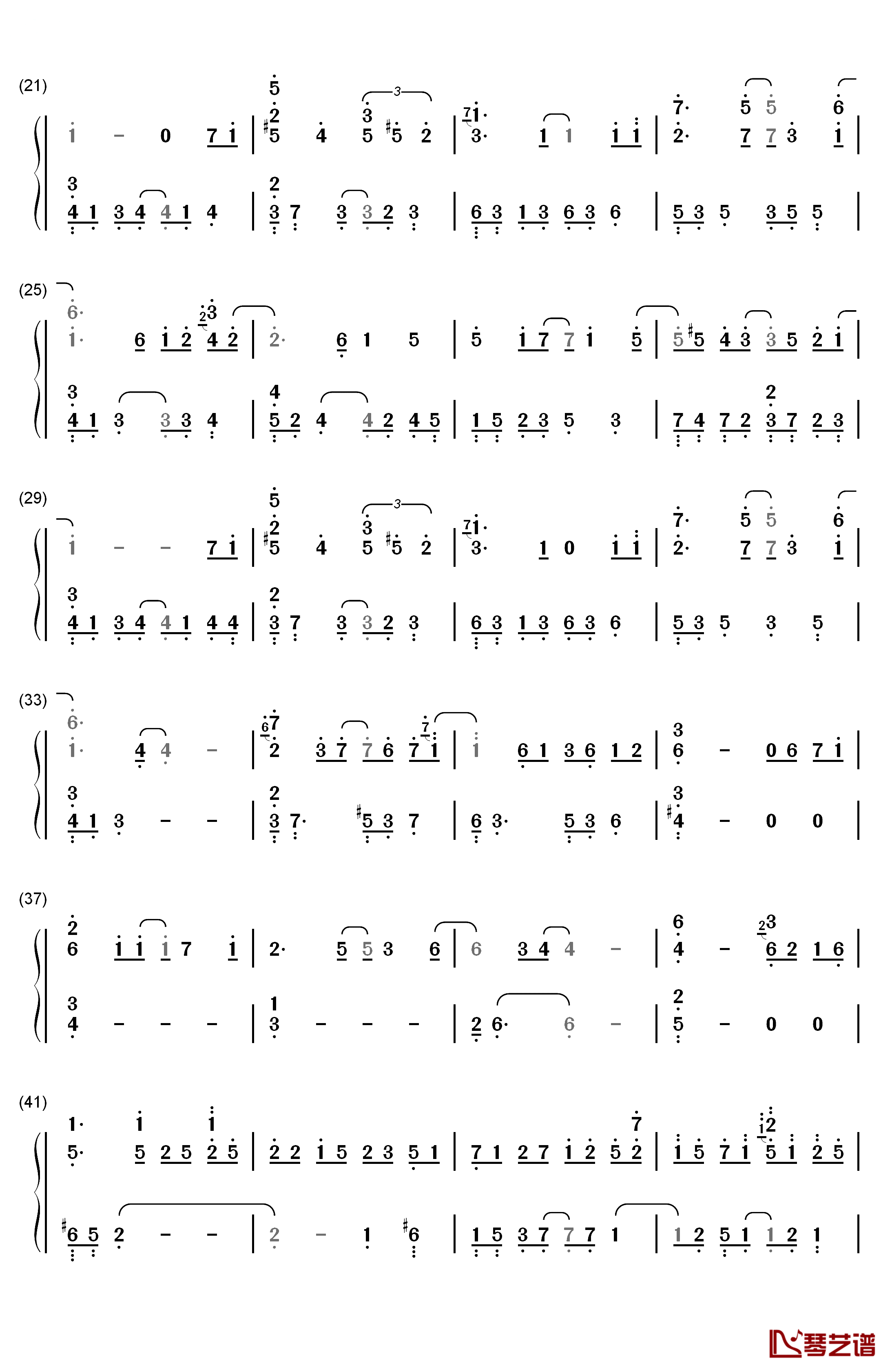 Letter钢琴简谱-数字双手-Yiruma2