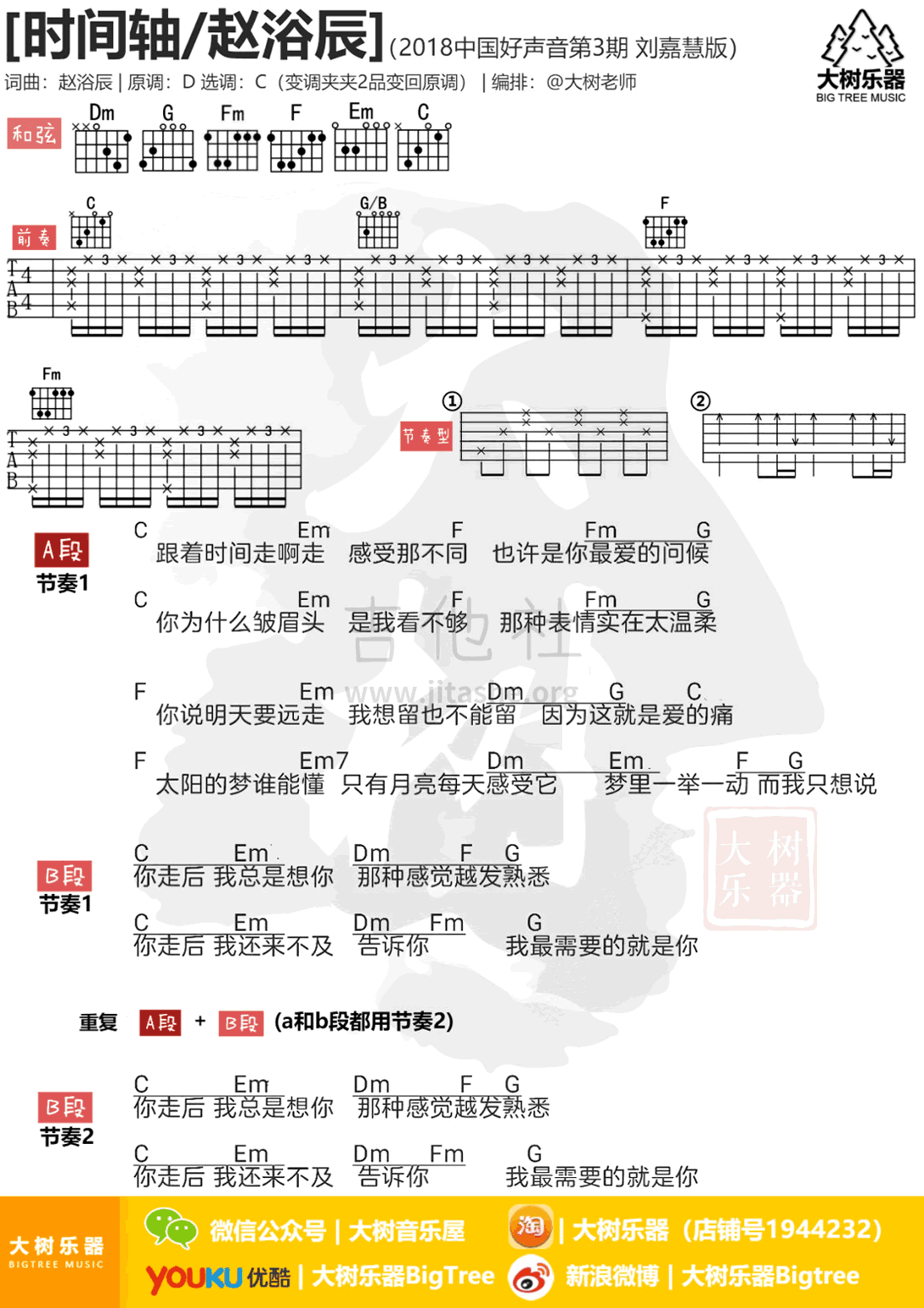 时间轴吉他谱 C调和弦谱-刘嘉慧1