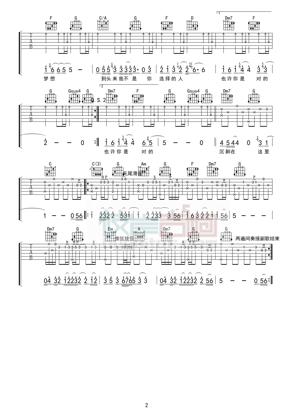 《在凌晨》吉他谱-张震岳-C调原版弹唱谱谱-高清六线谱1