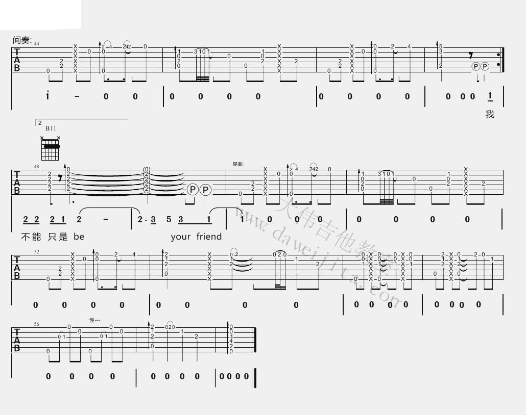 普通朋友吉他谱-陶喆-六线谱(图片谱)完整版1