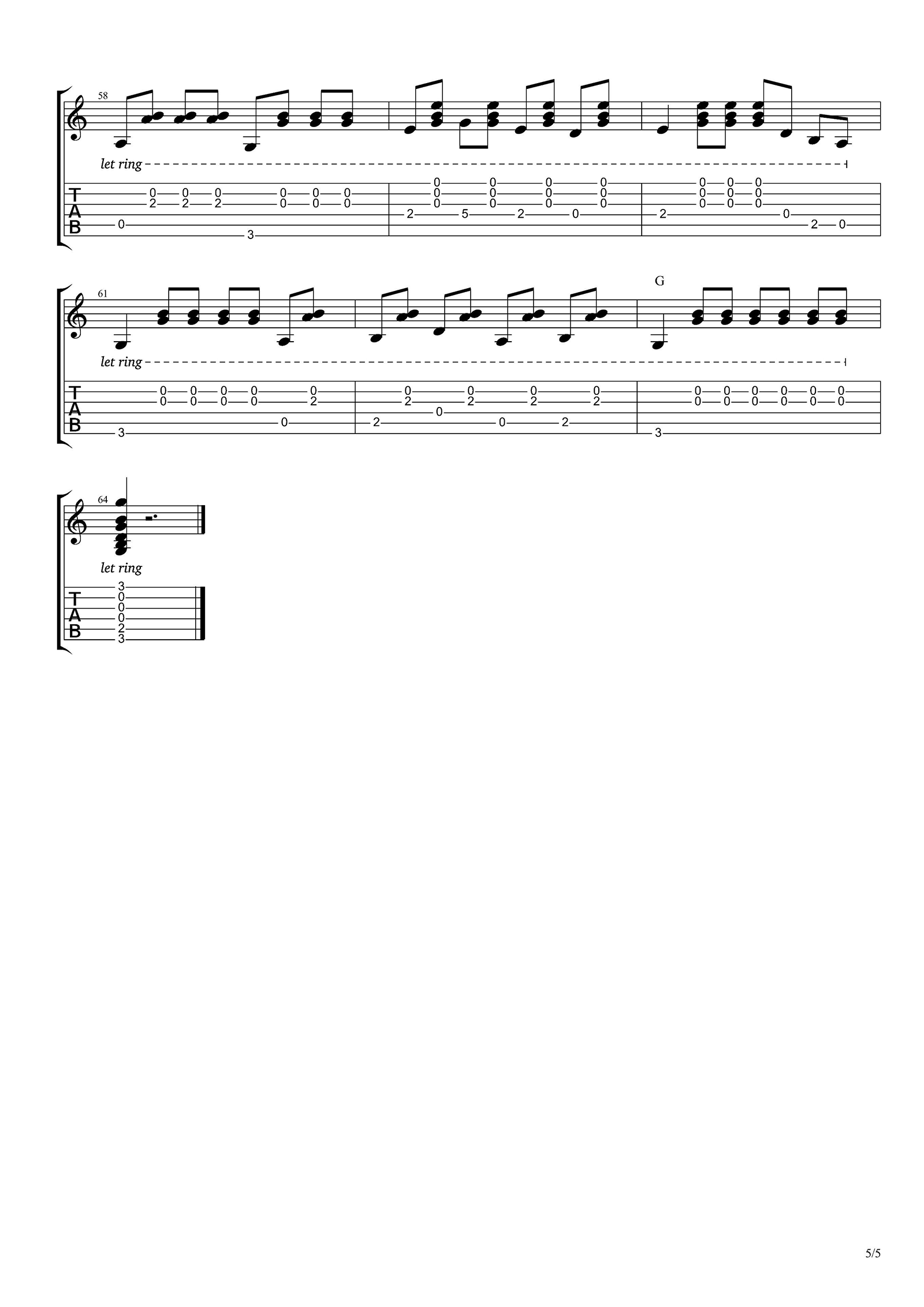 渔舟唱晚指弹谱-吉他独奏六线谱-附PDF图片谱1